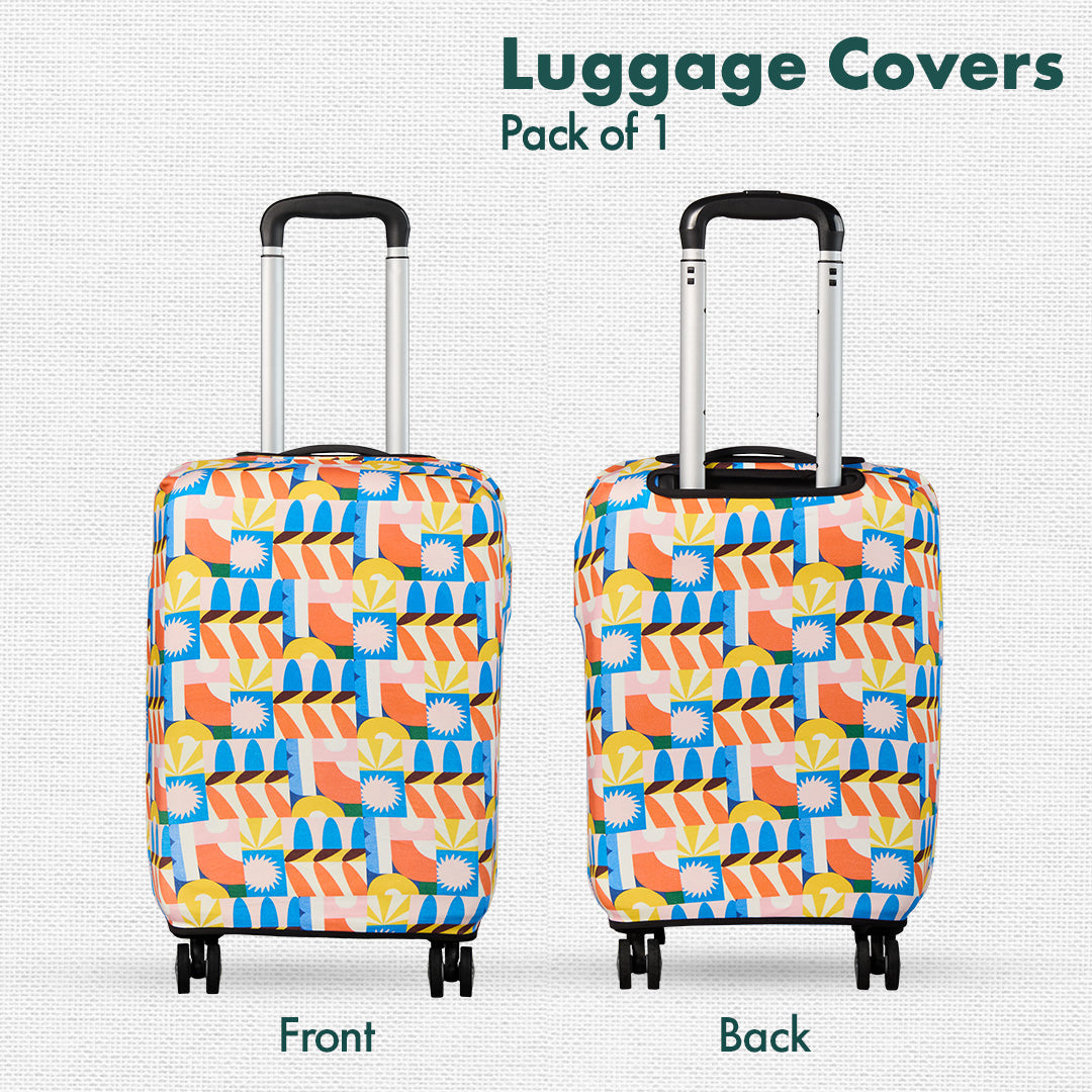 Jet Set Skins™ Geometric Vibes Print Luggage Cover